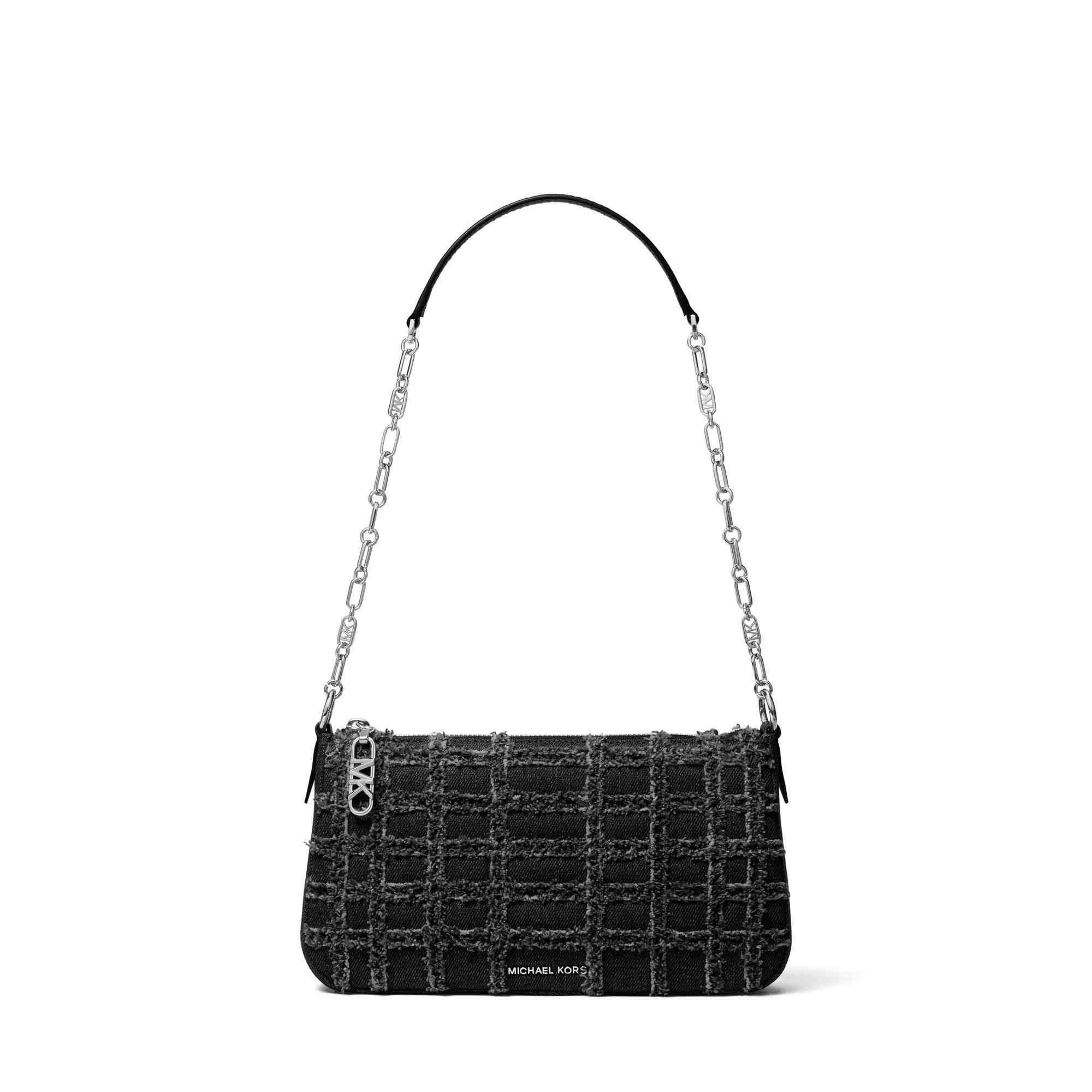 Empire Medium Frayed Denim Chain-Link Pochette