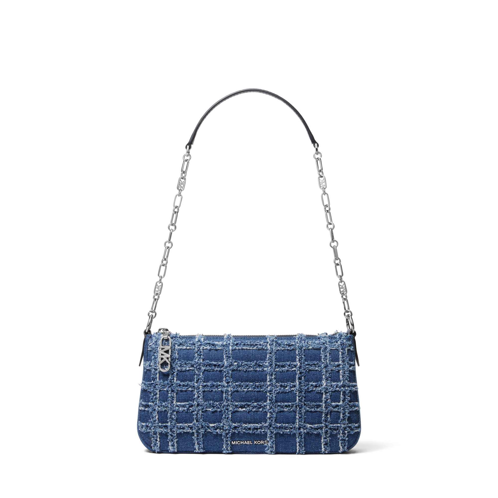Empire Medium Frayed Denim Chain-Link Pochette