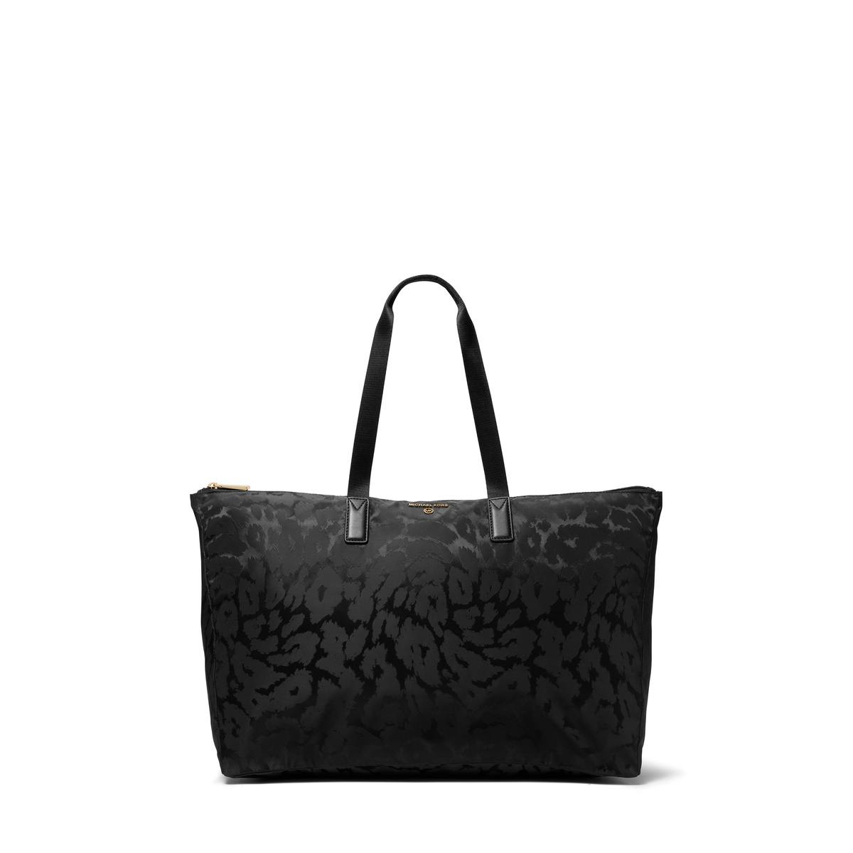 Jet Set Large Leopard Jacquard Nylon Tote Bag
