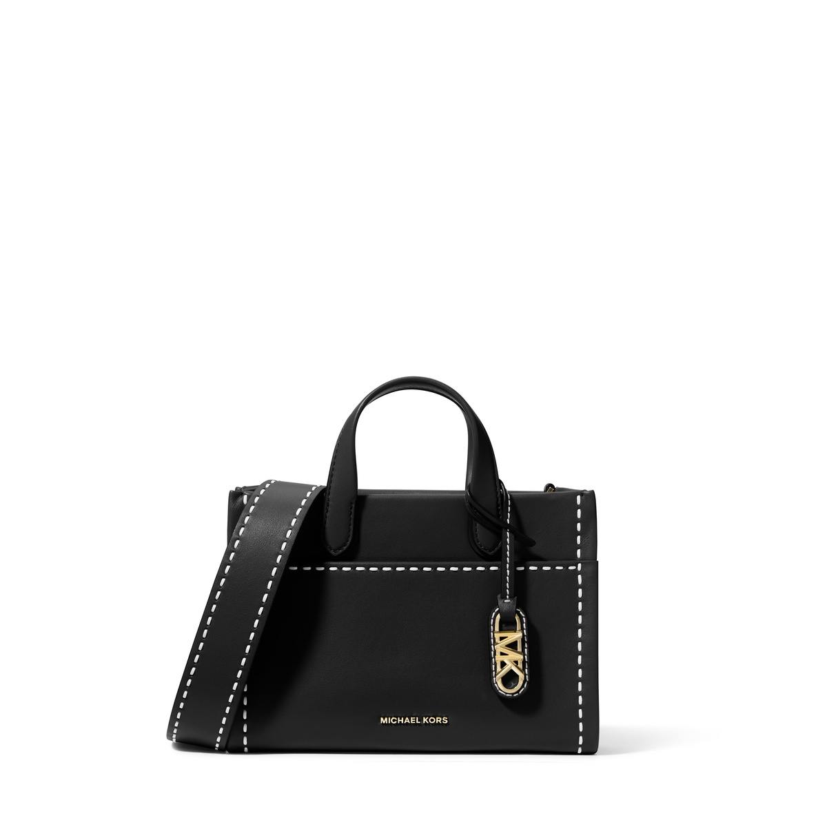 Gigi Small Topstitched Leather Messenger Bag