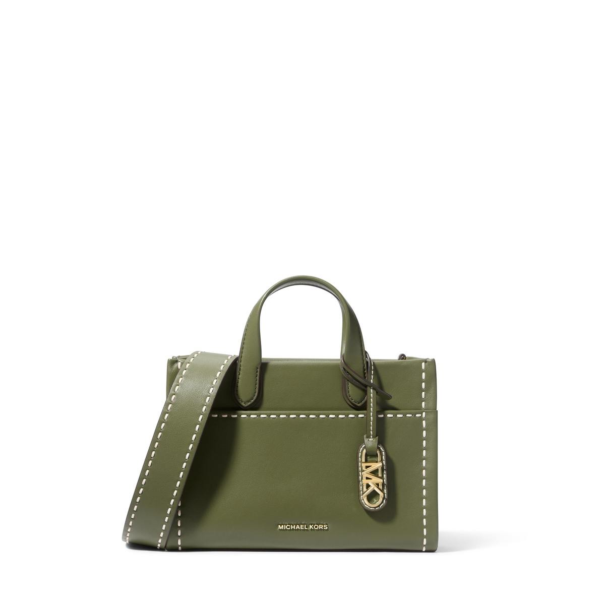 Gigi Small Topstitched Leather Messenger Bag