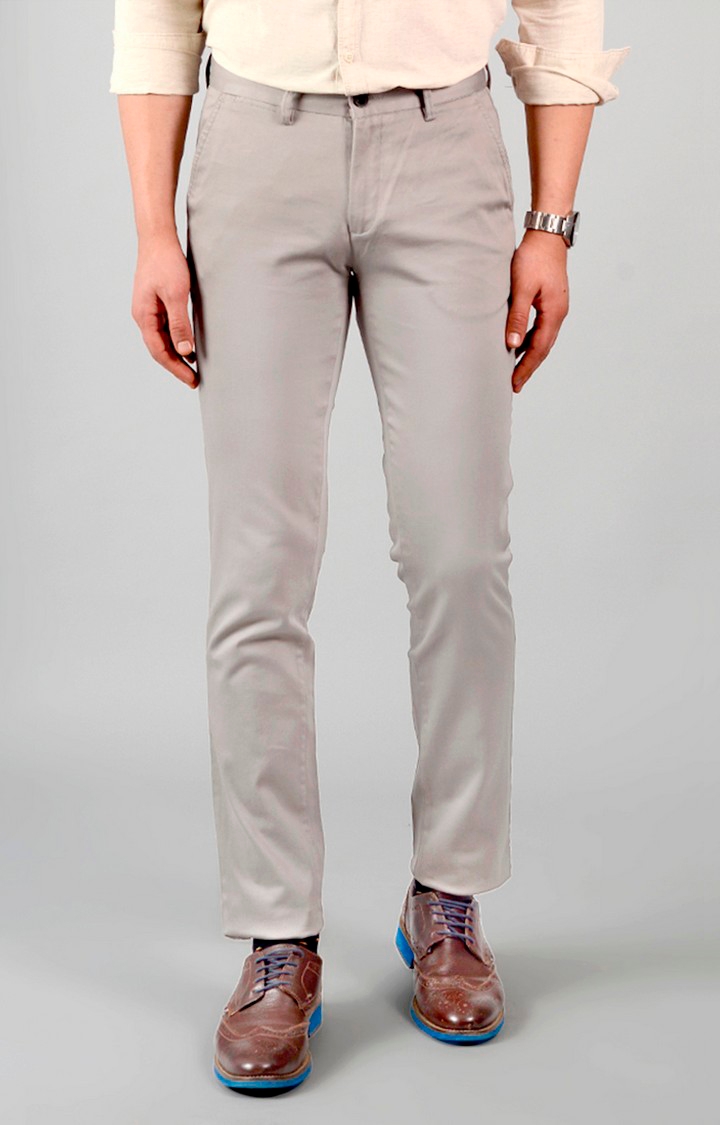 JadeBlue | JBCT112/1,GREY SELF Men's Grey Cotton Solid Trousers 0