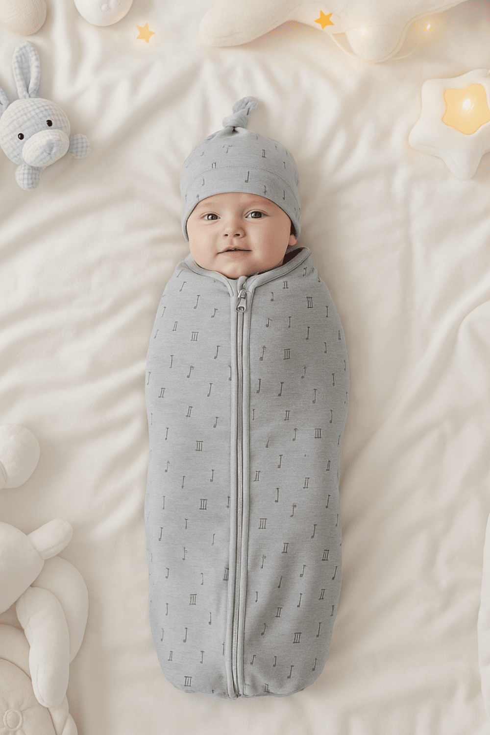 Lullaby Notes Cotton Sleeping Bag and Cap Set