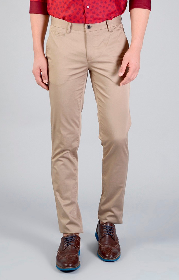 JadeBlue | JBCT110/1,TUFFET PLAIN Men's Brown Cotton Solid Trousers 0