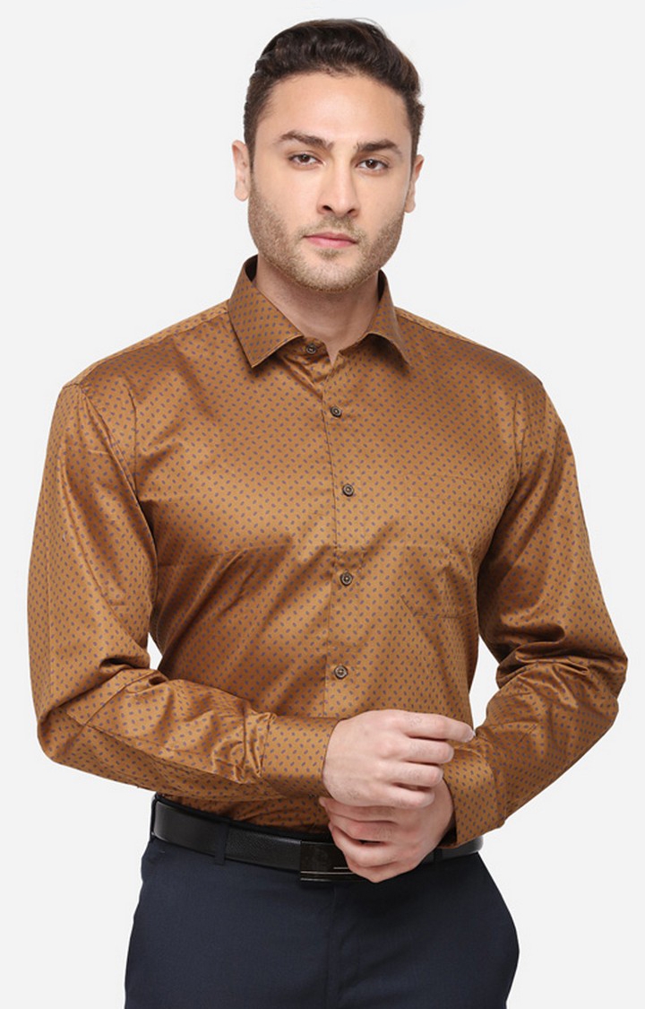 JadeBlue | JBR740/2,BROWN BLUE PRINT (R) Men's Brown Cotton Blend Printed Formal Shirts 0