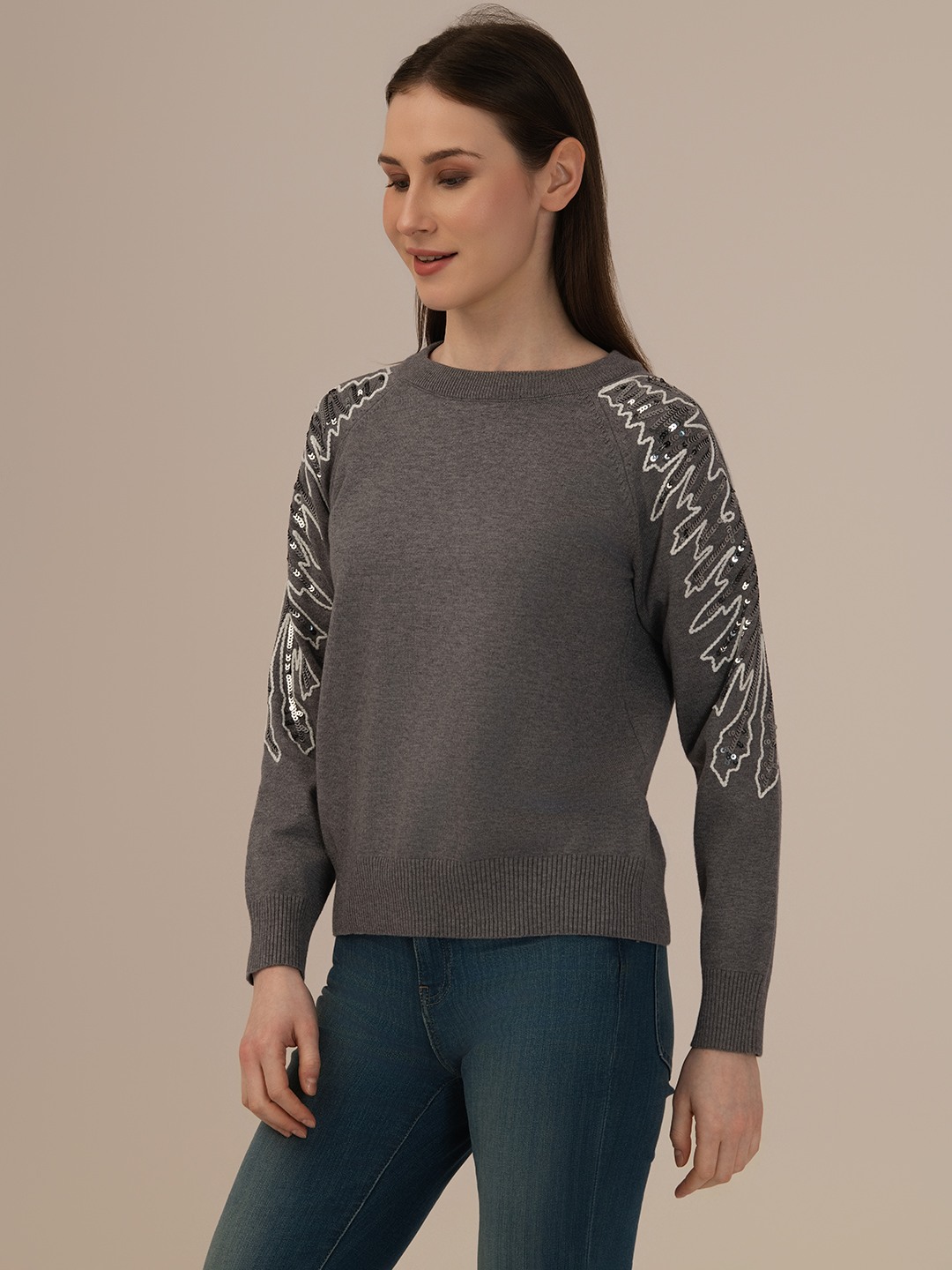 Albion Winter Classic Ladies Grey Woolen Top