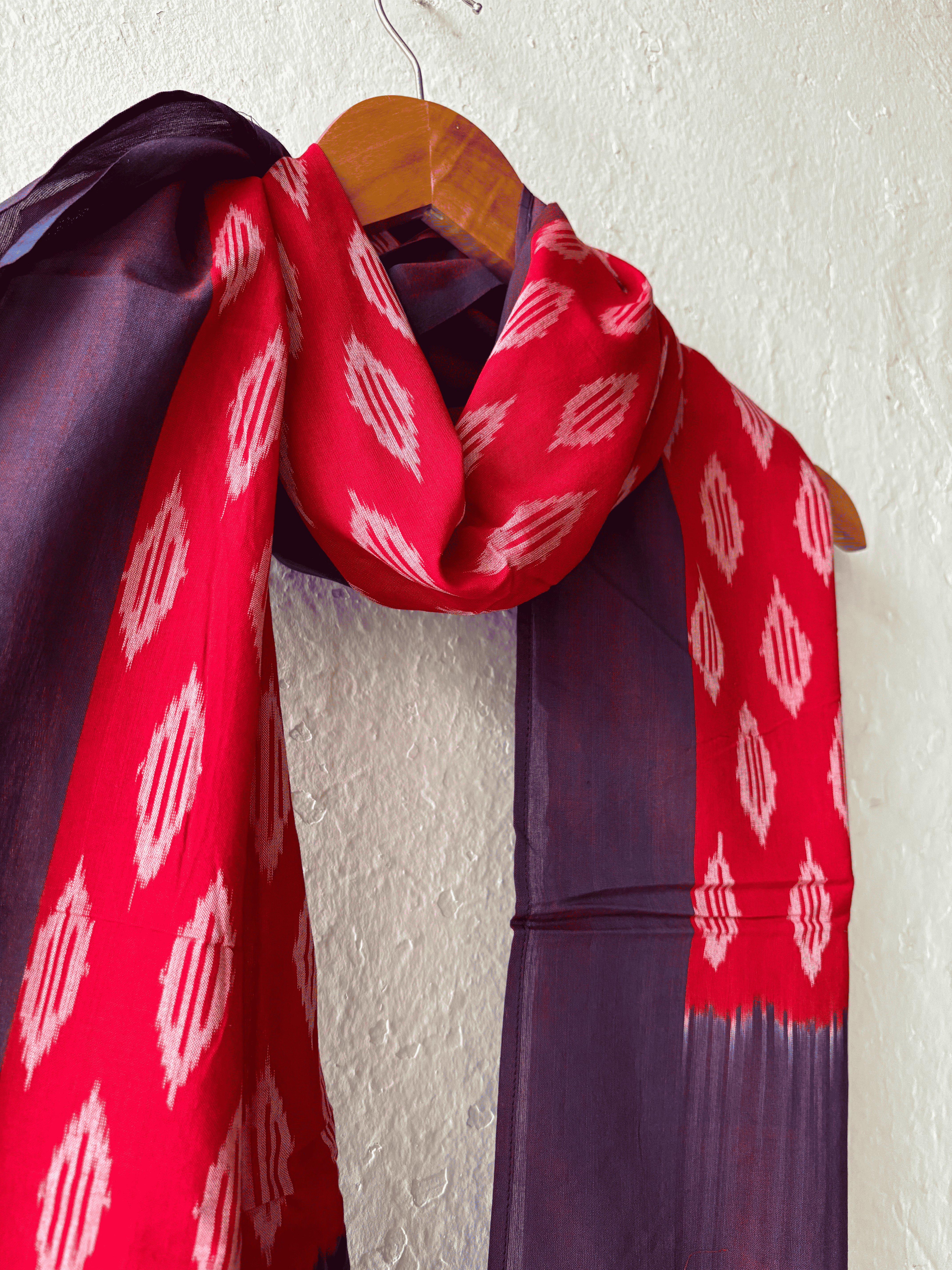 Cotton Red Ikat Stole