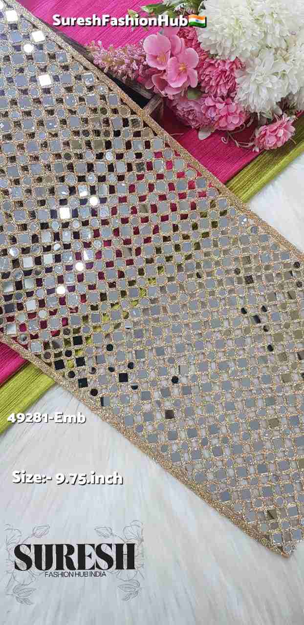 Glitter 17-Line Square & Round Mirror Cutwork Lace-49281-Emb