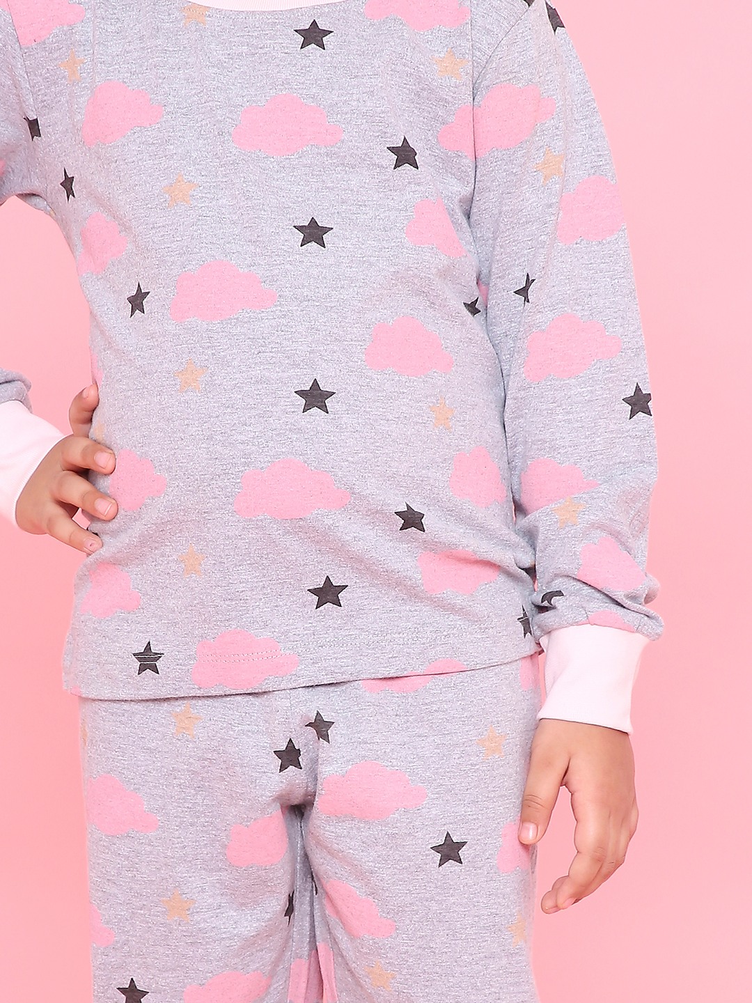 Girls- 2 piece printed cotton jogger lounge set