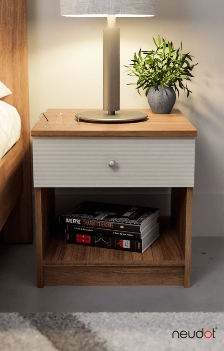 Wave Bedside Table - Leon Teak Finish