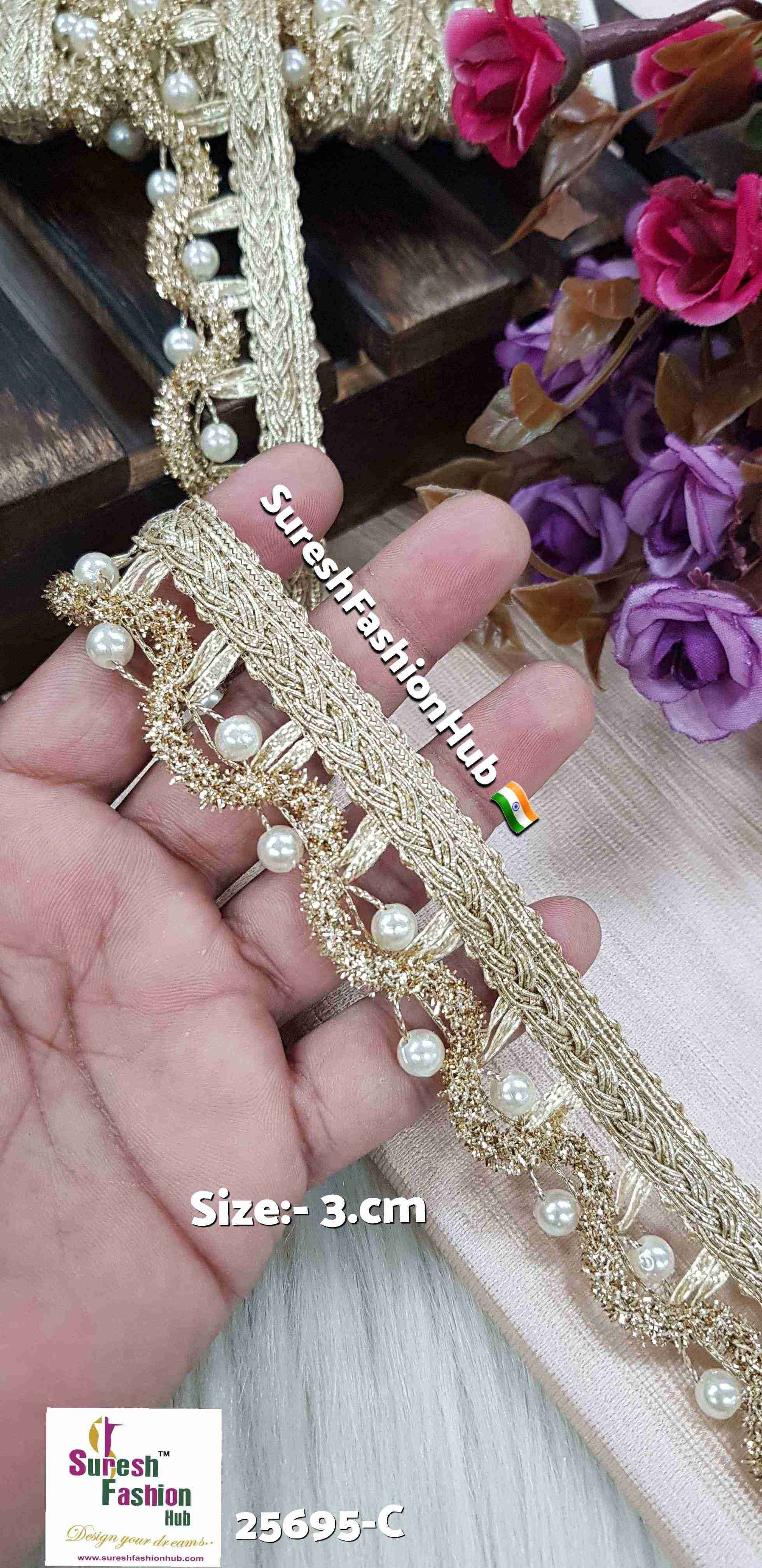Scalloped Pearl & Gota Jhalar Lace