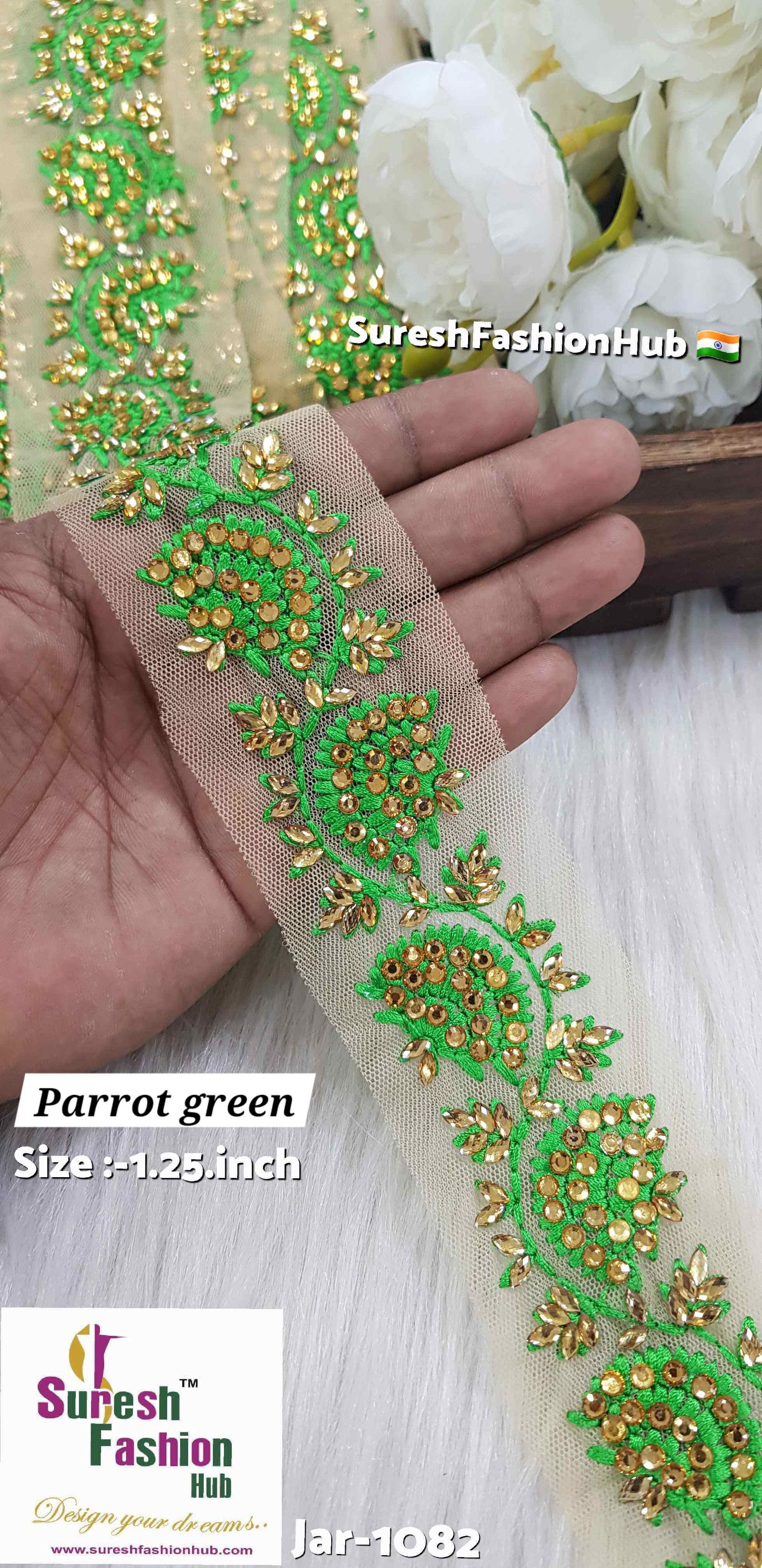 Parrot Green Elegance Stone Lace