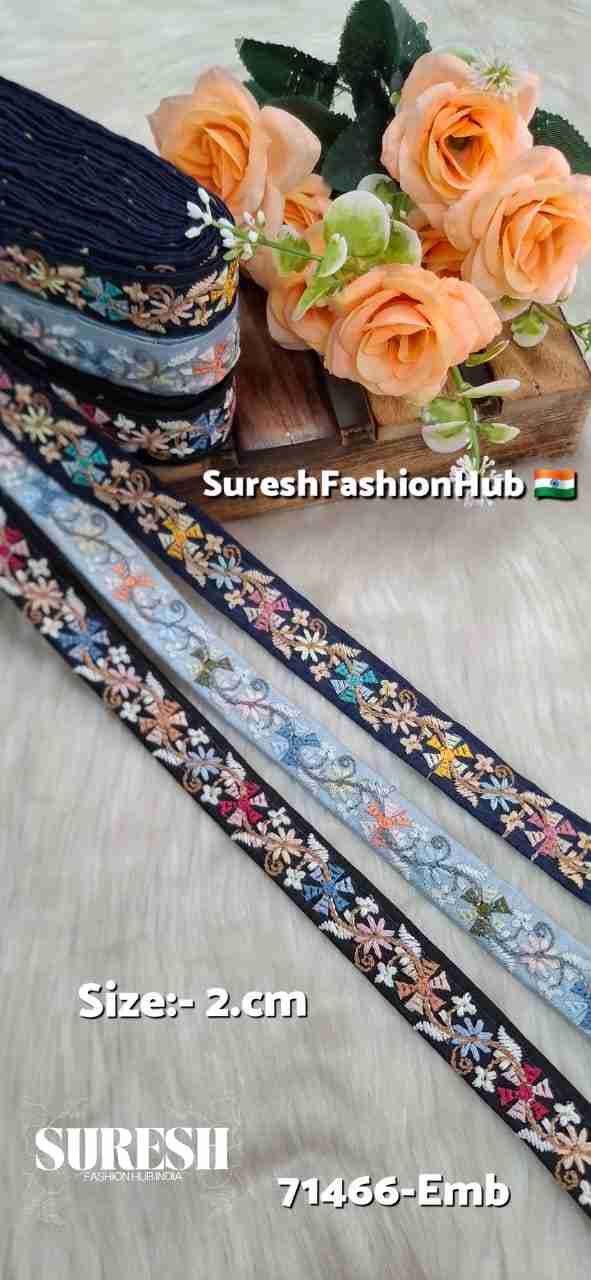 BLACK Multicolor Thread Floral Embroidery Lace – 71466-Emb
