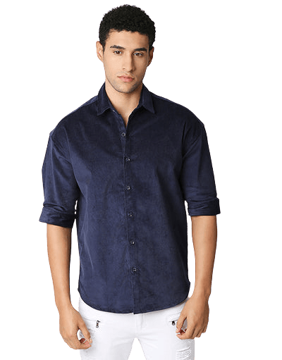 Hemsters | Hemsters Men Solid Casual Blue Shirt 0