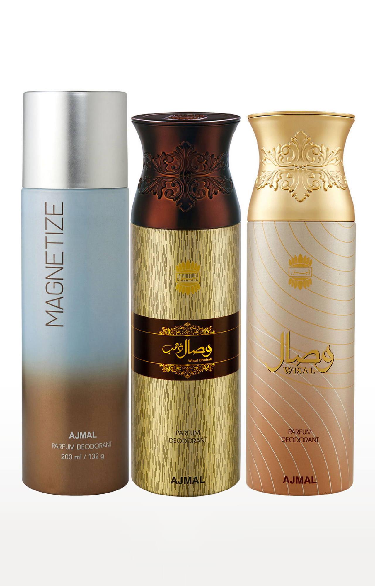 Ajmal 1 Persuade for Men & Women, 1 Ajmal Wisal Dhahab for Men and 1 Wisal for Women High Quality Deodorants each 200ML Combo pack of 3 (Total 600ML) 