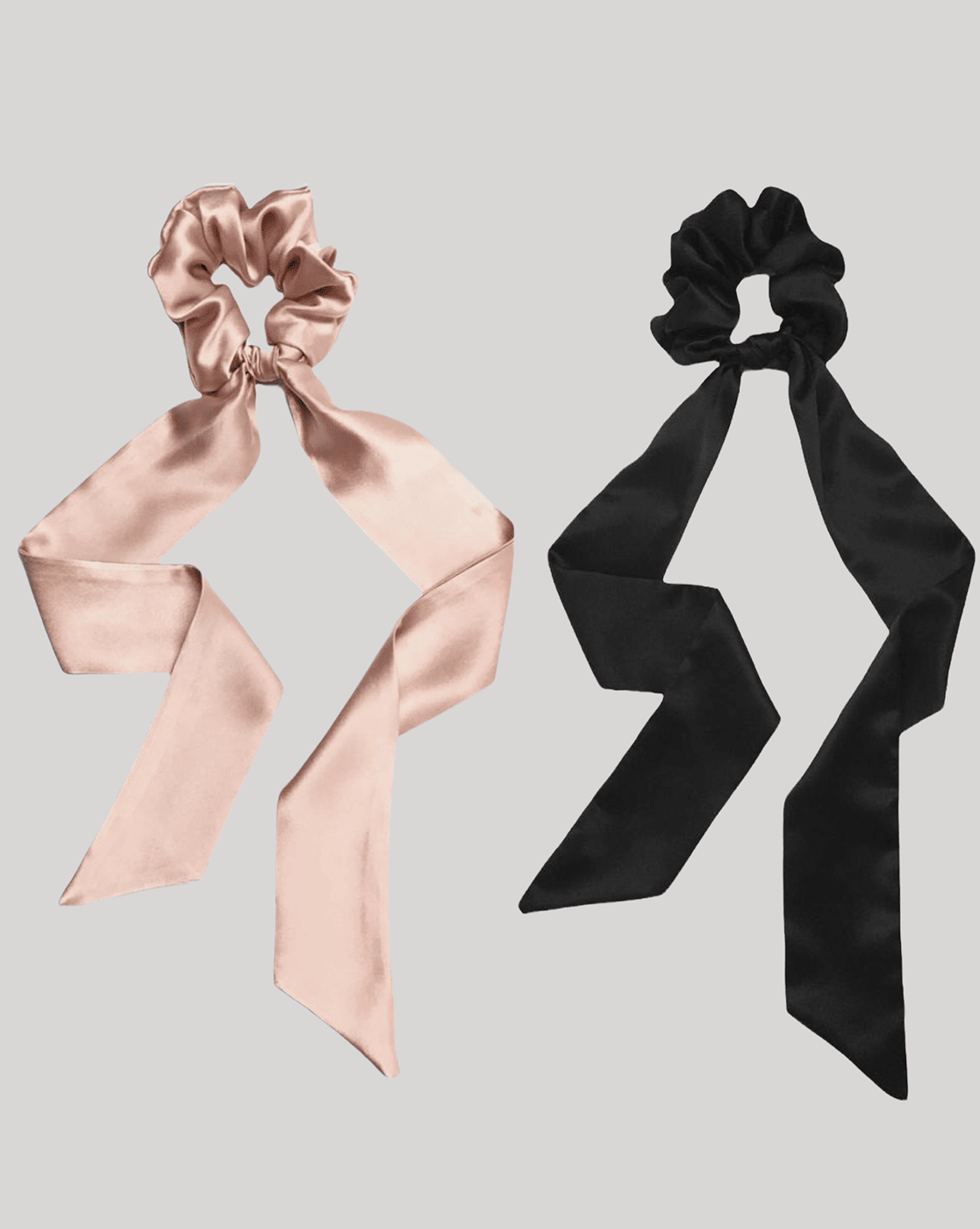 Solid Satin Hair Ribbon RoseGold Black Combo
