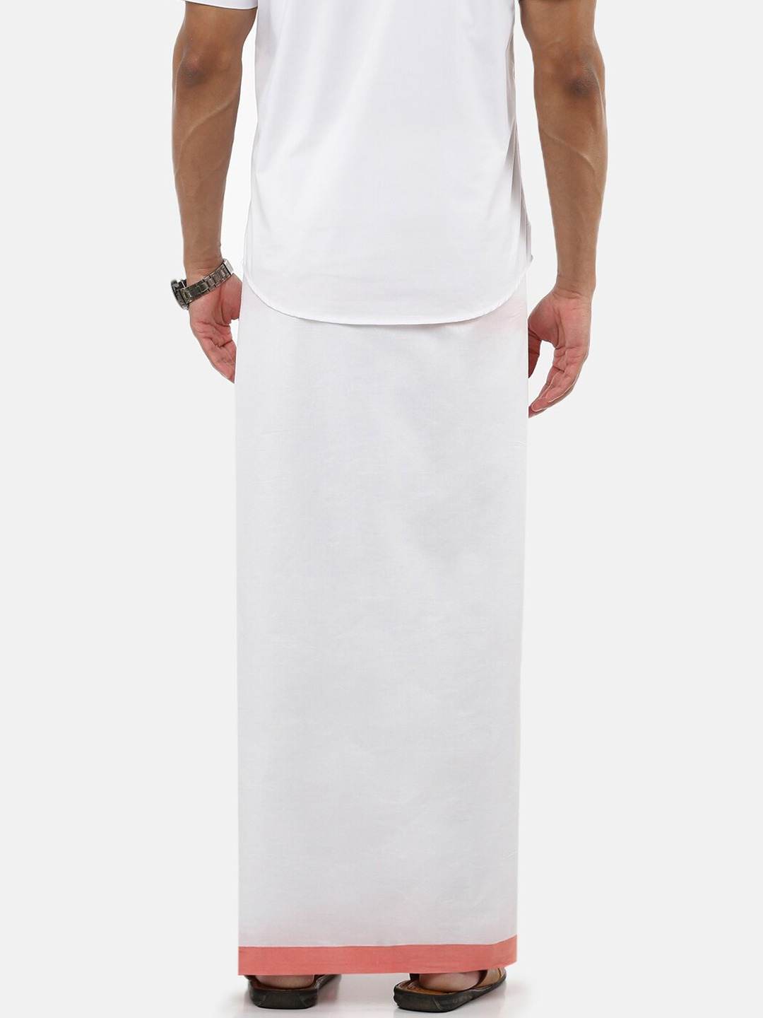 RAMRAJ COTTON Men White Solid Pure Cotton Dhoti