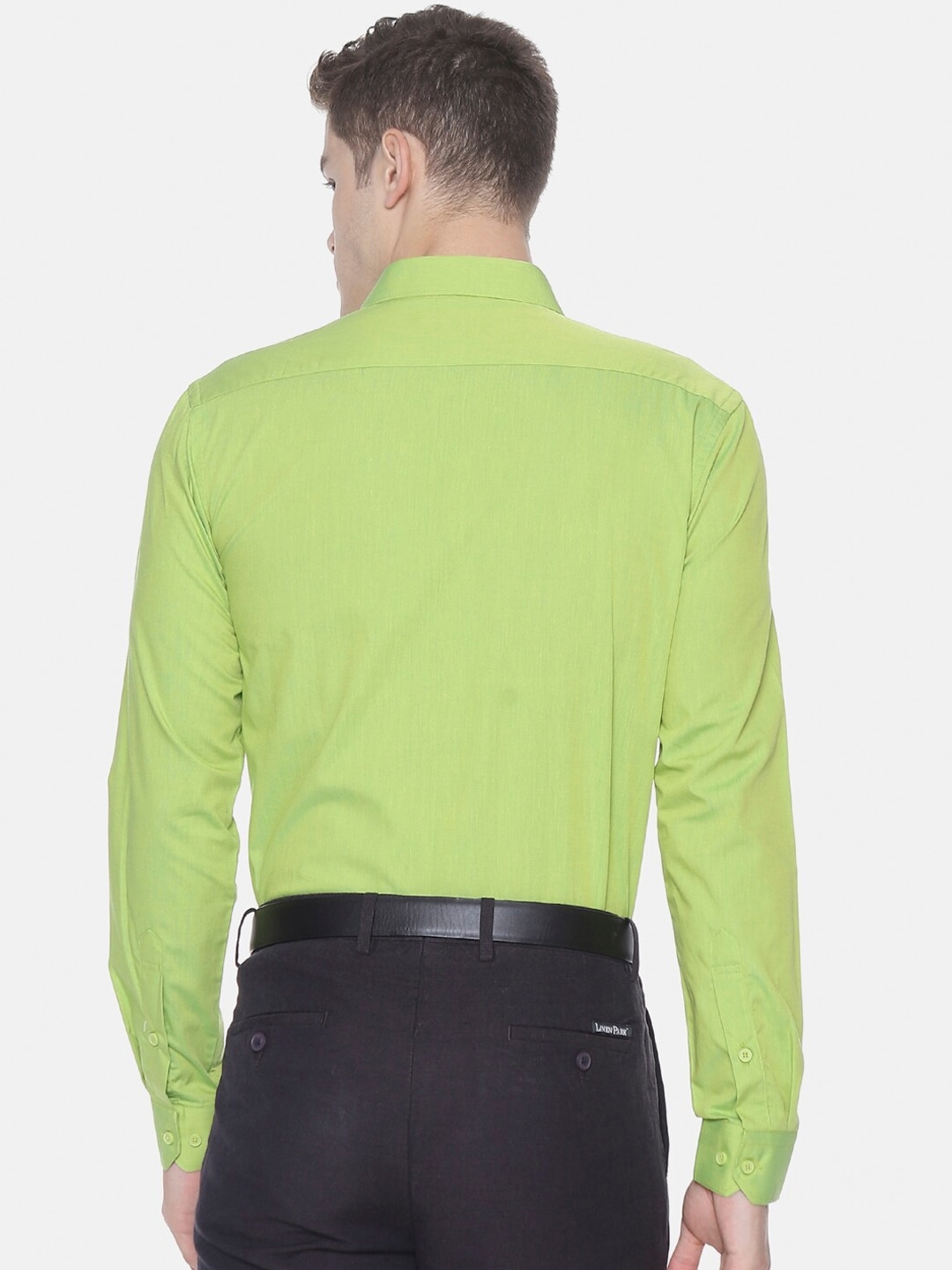 Ramraj Cotton | RAMRAJ COTTON Men Green Smart Slim Fit Solid Formal Shirt 3