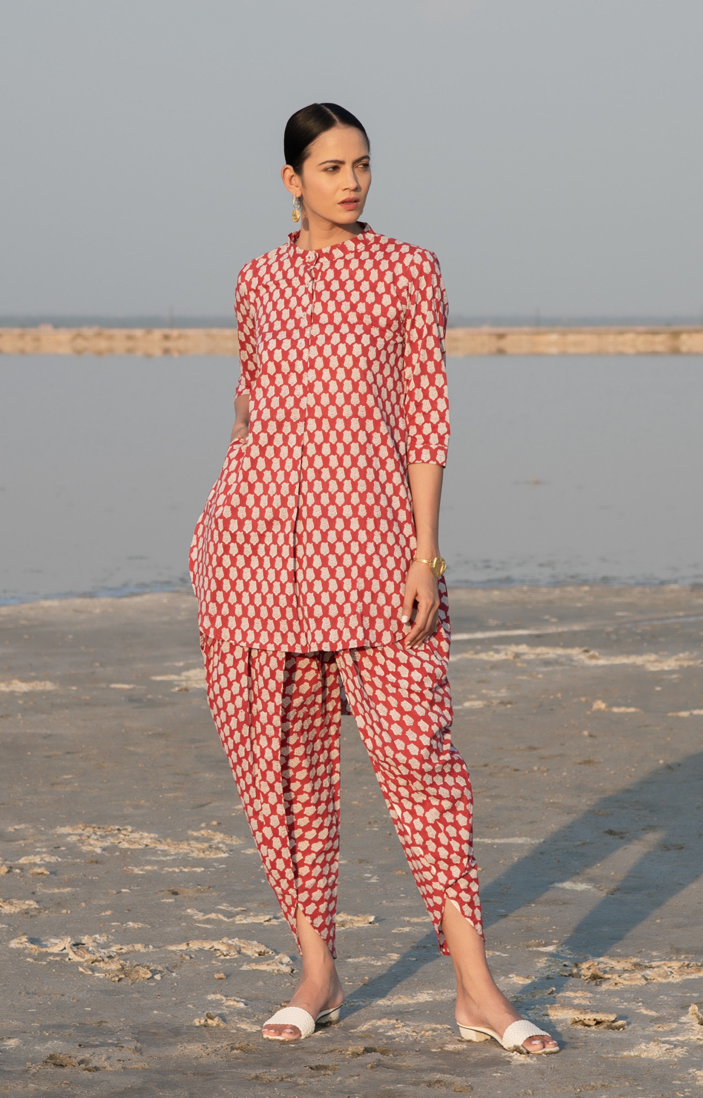 Marche | Red Lotus Dhoti Co-Ord Set undefined