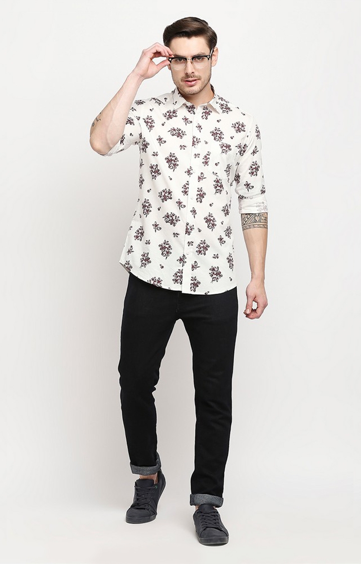 EVOQ | Evoq Maroon Floral-printed Causal Shirt for Men 1