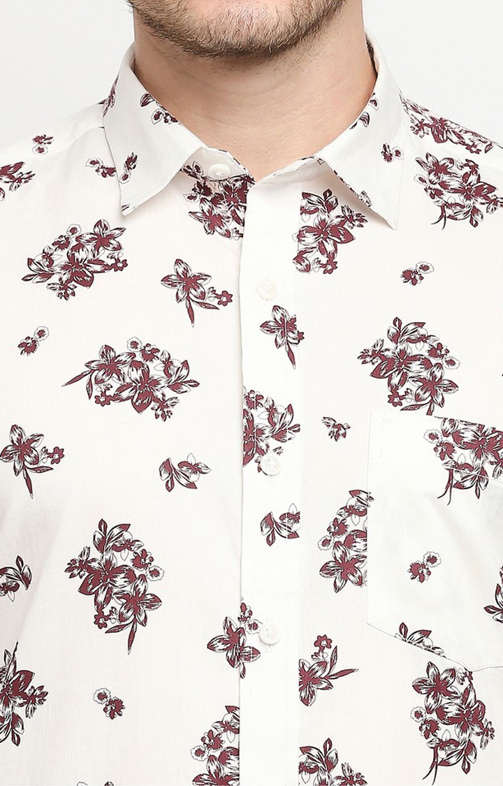 EVOQ | Evoq Maroon Floral-printed Causal Shirt for Men 5
