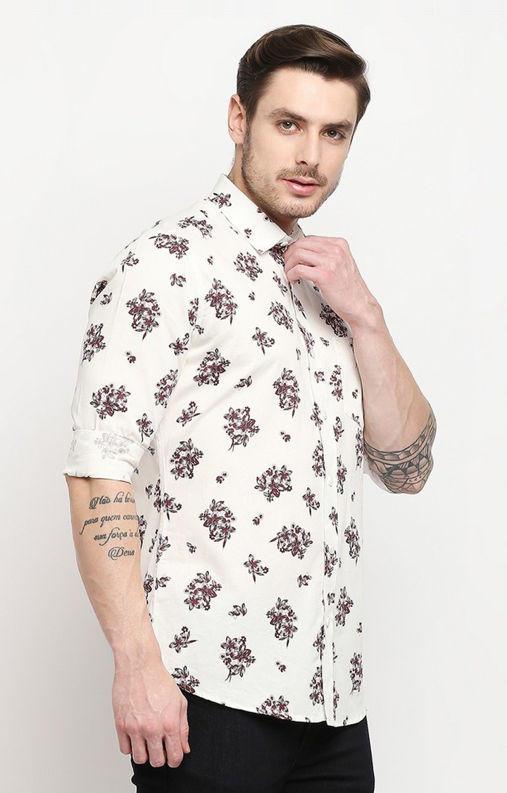 EVOQ | Evoq Maroon Floral-printed Causal Shirt for Men 2