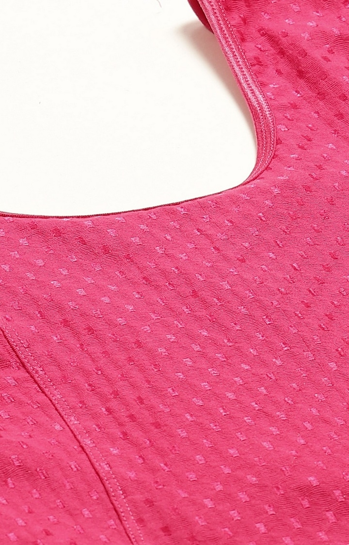 Vastranand | VASTRANAND Women Pink Woven-Design Stretchable Saree Blouse 3