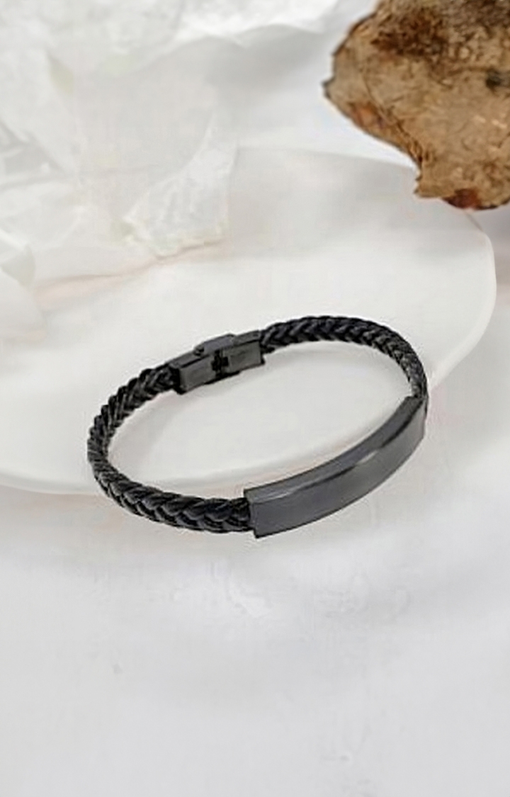 Salty | Men's Synthetic Leather Elba Black Bracelet
