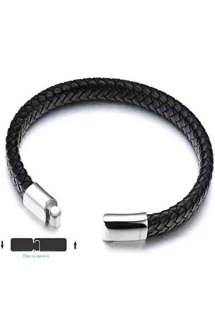 Avrum Black Leather Bracelet