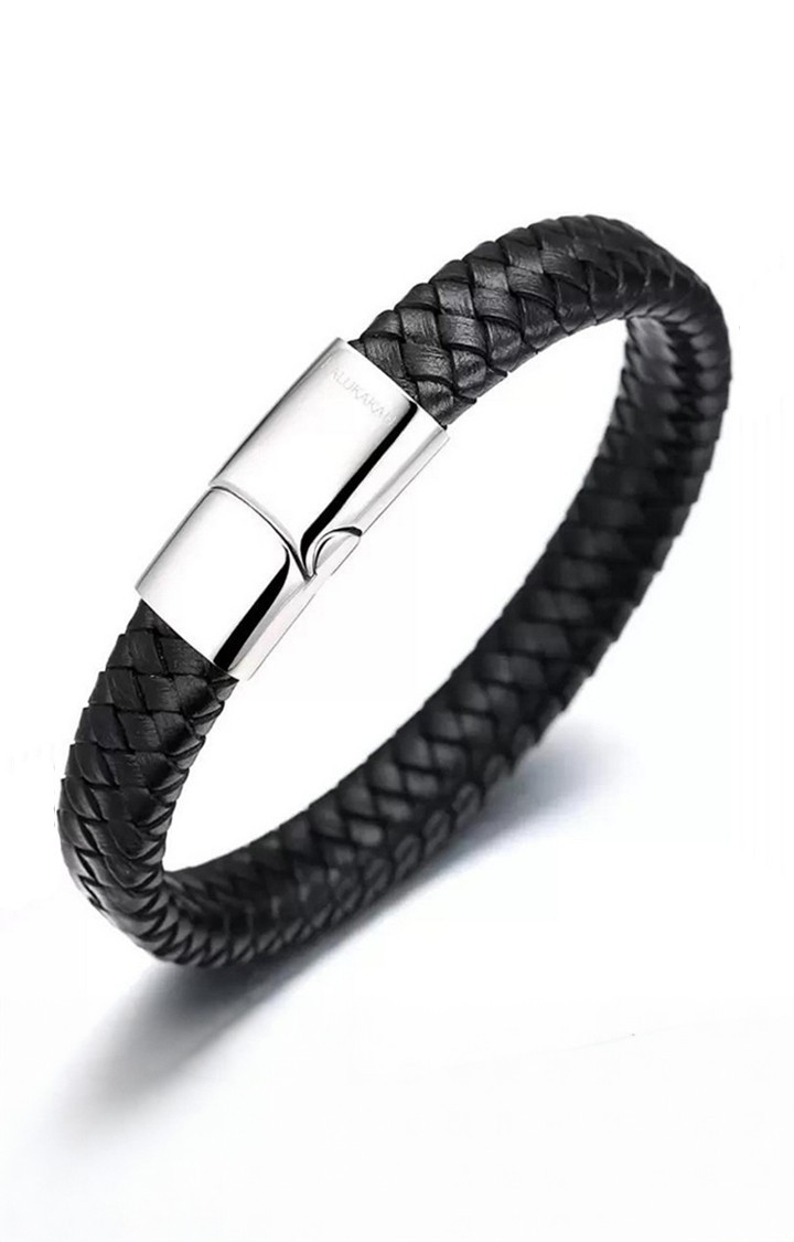 Avrum Black Leather Bracelet