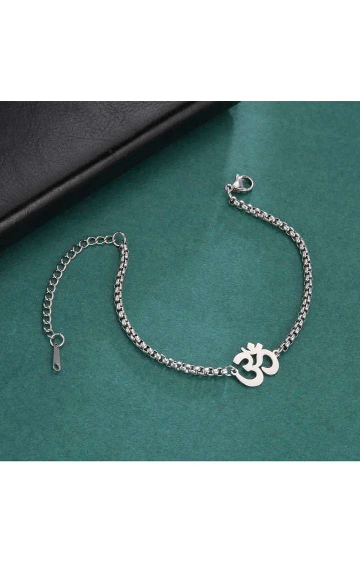 Auspicious "Om" Silver Bracelet