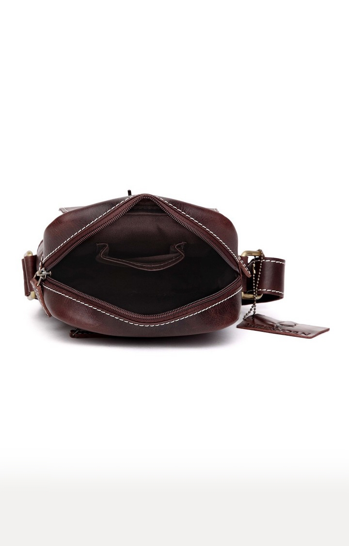 WildHorn | WildHorn Genuine Leather Brown Sling Bag for Men  3
