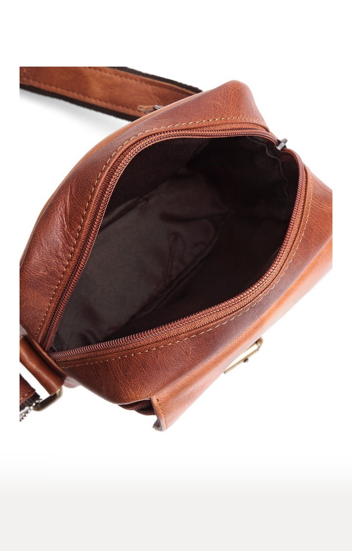 WildHorn | WildHorn Genuine Leather Tan Sling Bag for Men  3