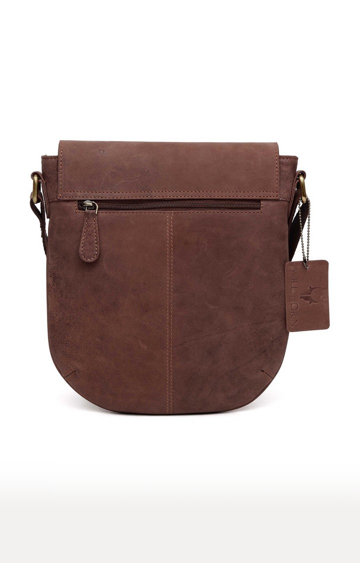 WildHorn | WildHorn Genuine Leather Brown Messenger Bag for Men  1