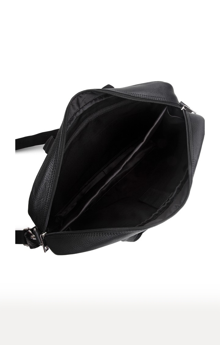 WildHorn | WildHorn 100% Genuine Leather Black Laptop Bags for Men  3