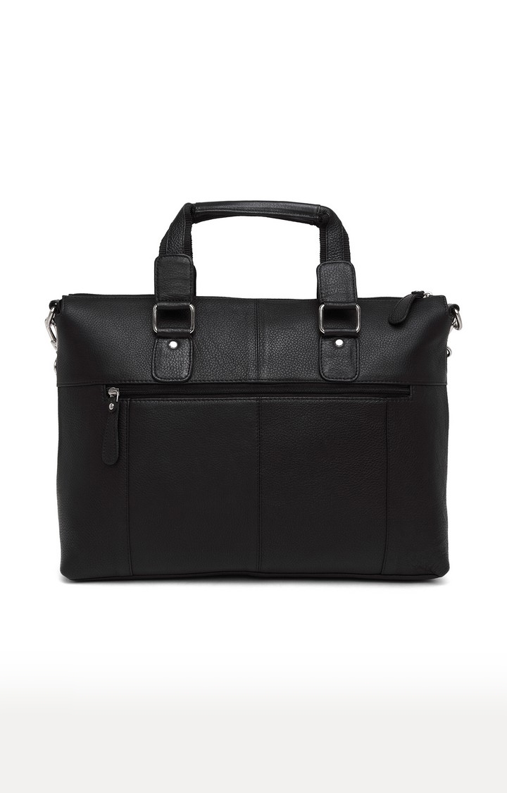 WildHorn | WildHorn 100% Genuine Leather Black Laptop Bags for Men  1