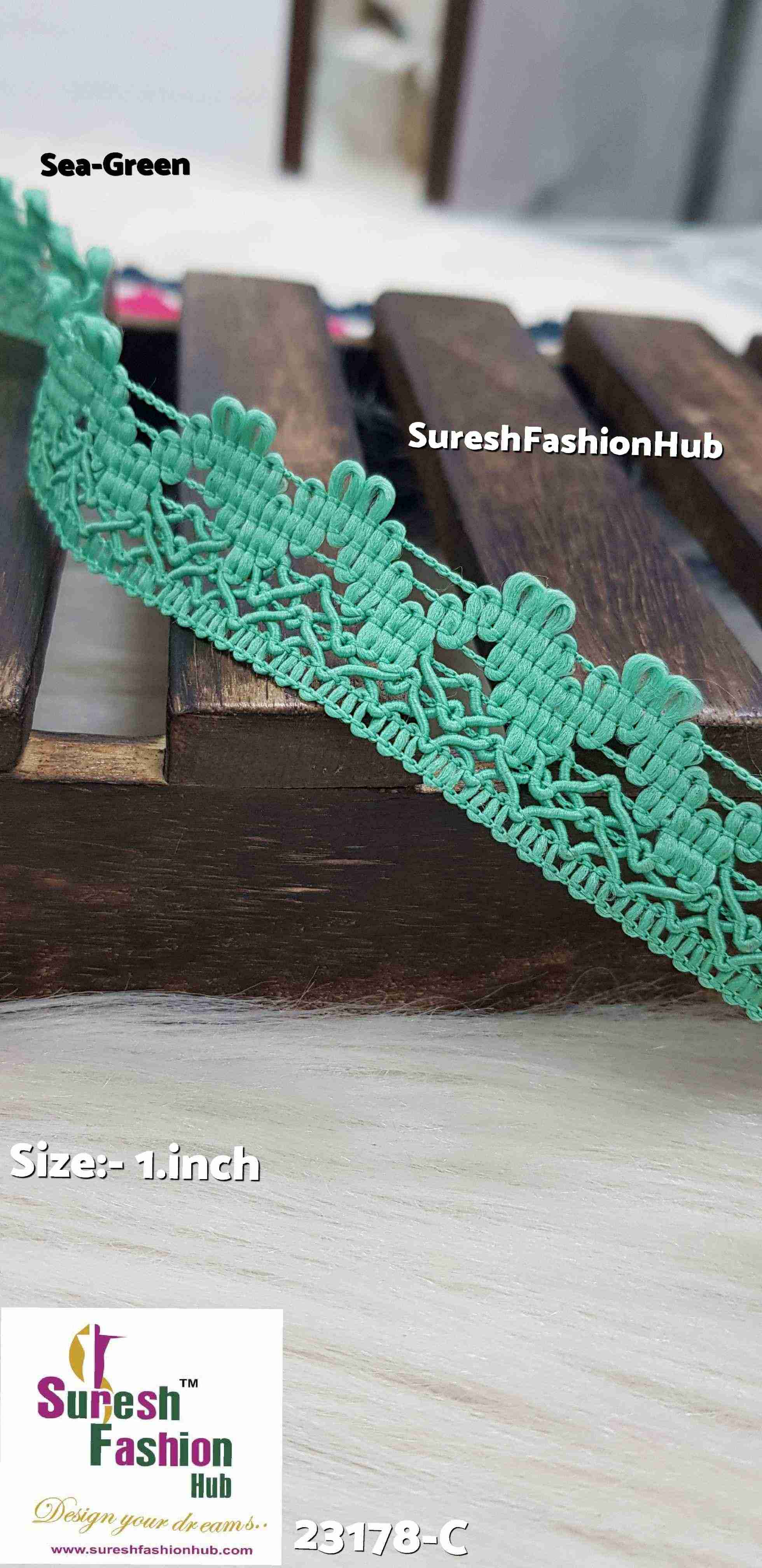 Sea Green Color Ribbon Lace
