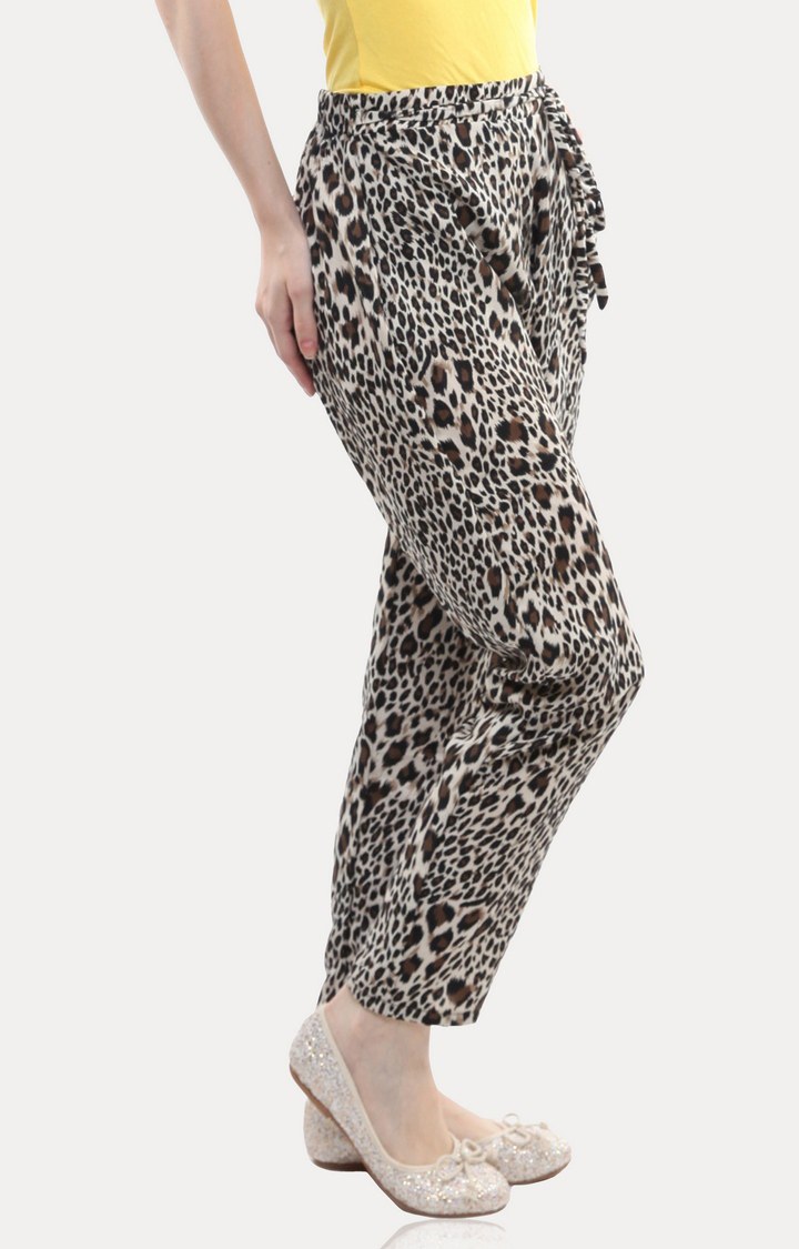 Women's Black Printed Casual Pants