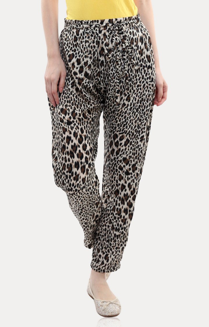 MISS CHASE | Women's Black Printed Casual Pants