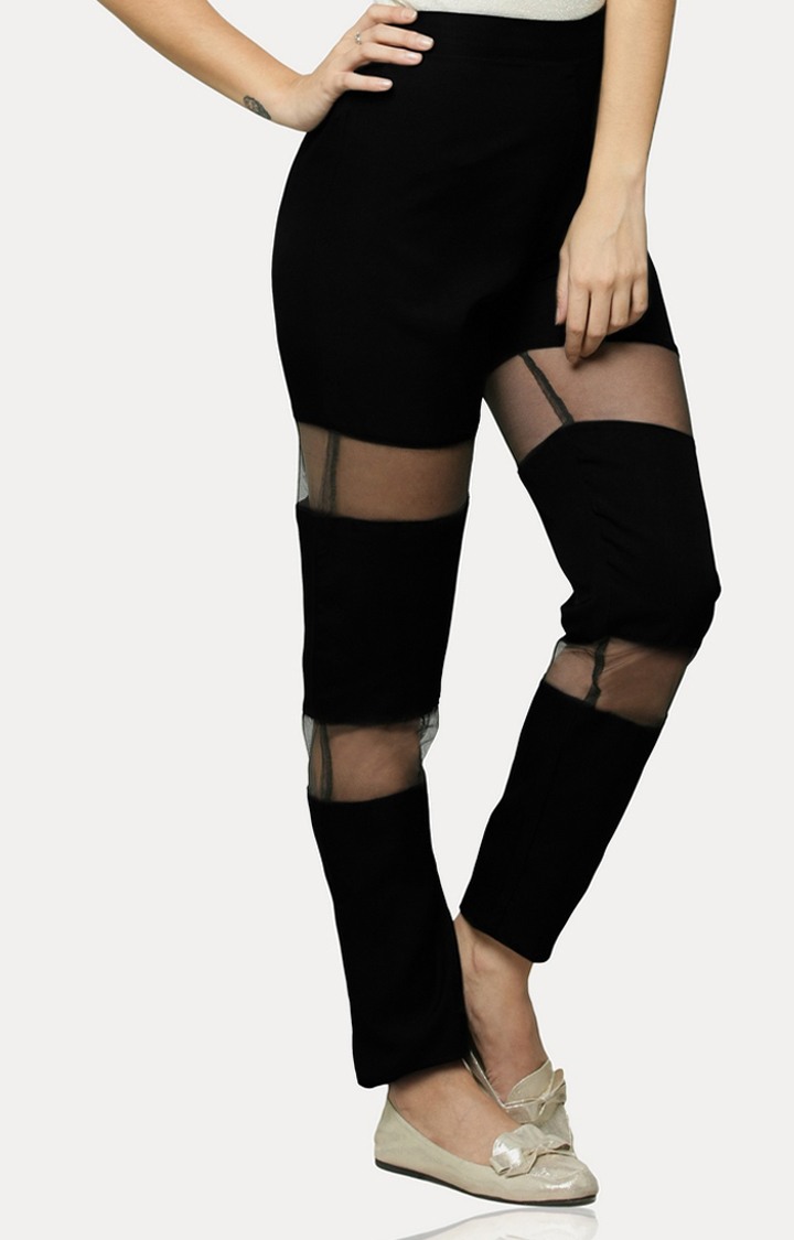Women's Black Solid Casual Pants