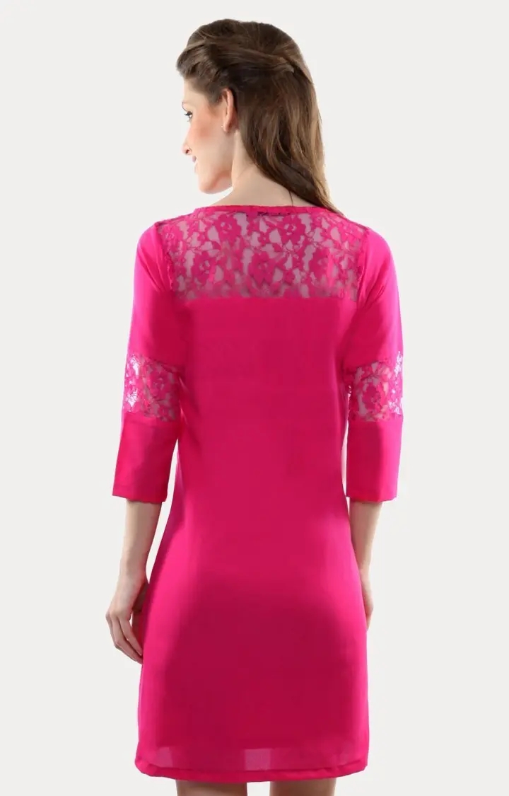 Women's Pink Crepe SolidCasualwear Shift Dress
