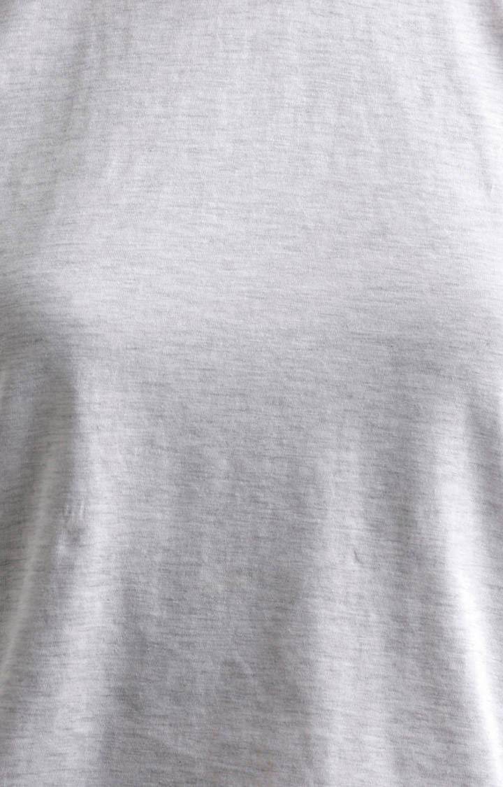 Women's Grey Cotton MelangeCasualwear Crop T-Shirts