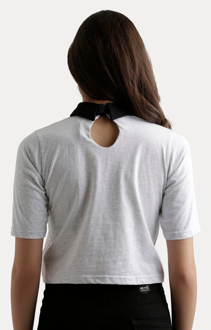 Women's Grey Cotton MelangeCasualwear Crop T-Shirts