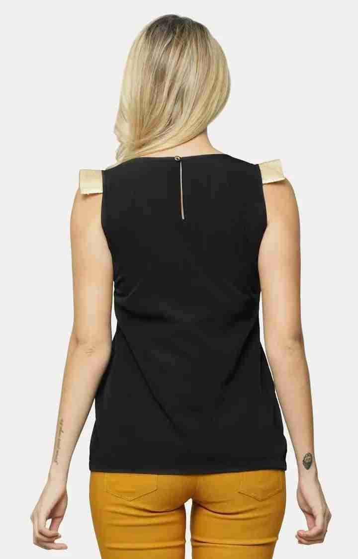 Women's Black Crepe SolidCasualwear Tops