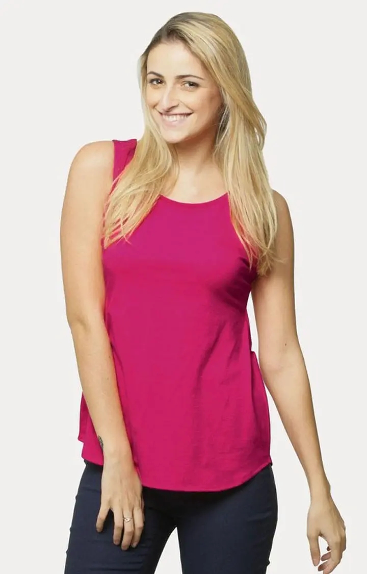 MISS CHASE | Women's Pink Viscose SolidCasualwear Tops
