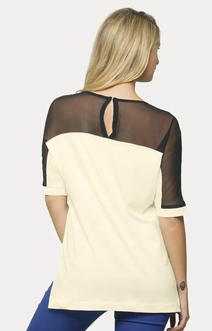 Women's Beige Viscose SolidCasualwear Tops