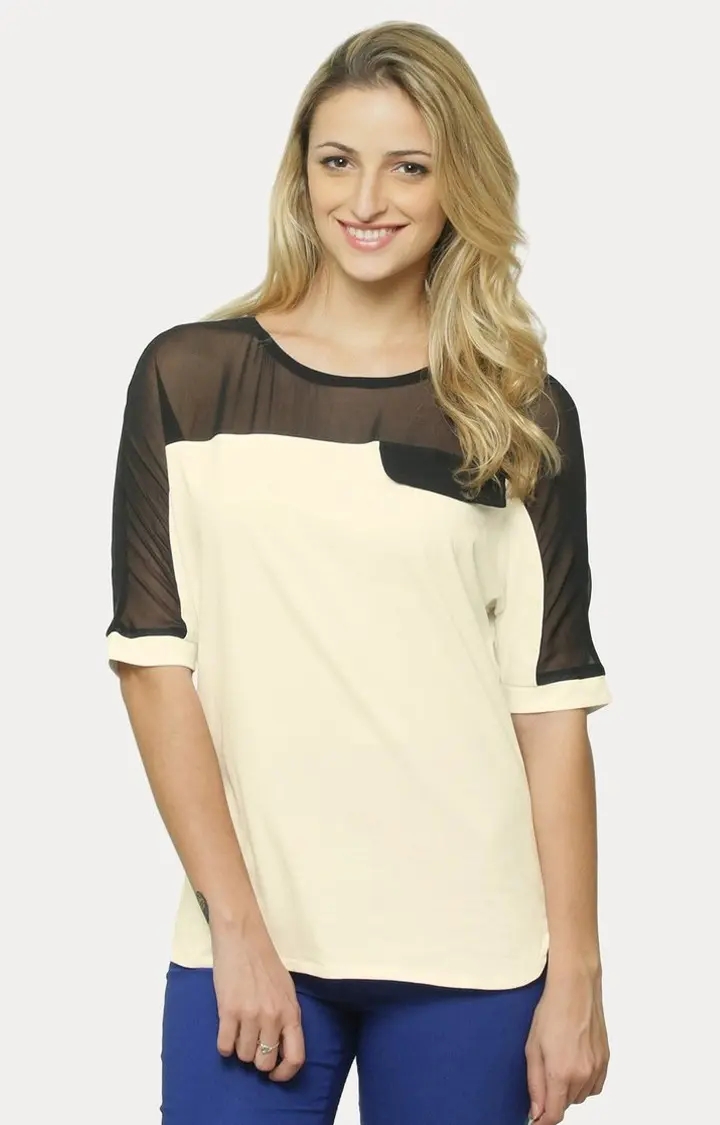 MISS CHASE | Women's Beige Solid Tops