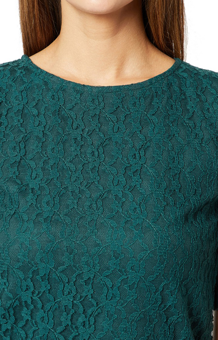 Women's Green Cotton SolidCasualwear Tops