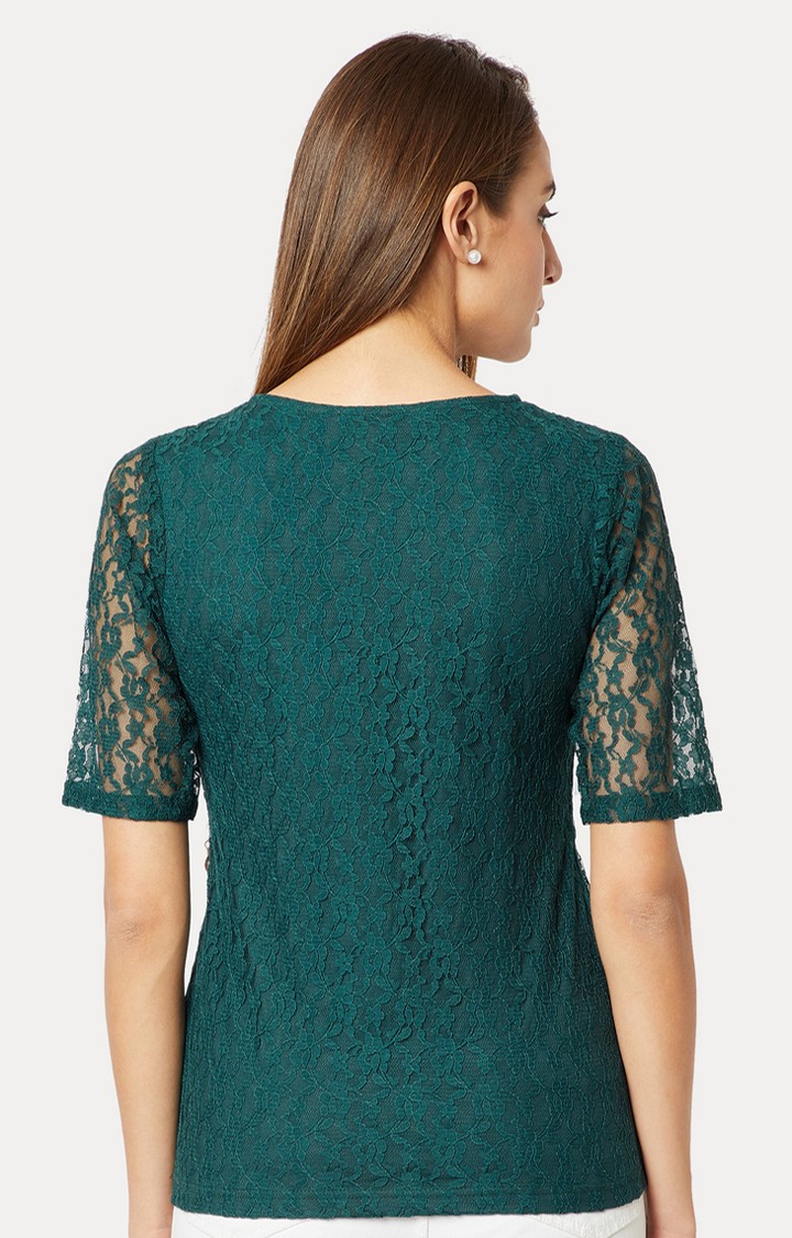 Women's Green Cotton SolidCasualwear Tops
