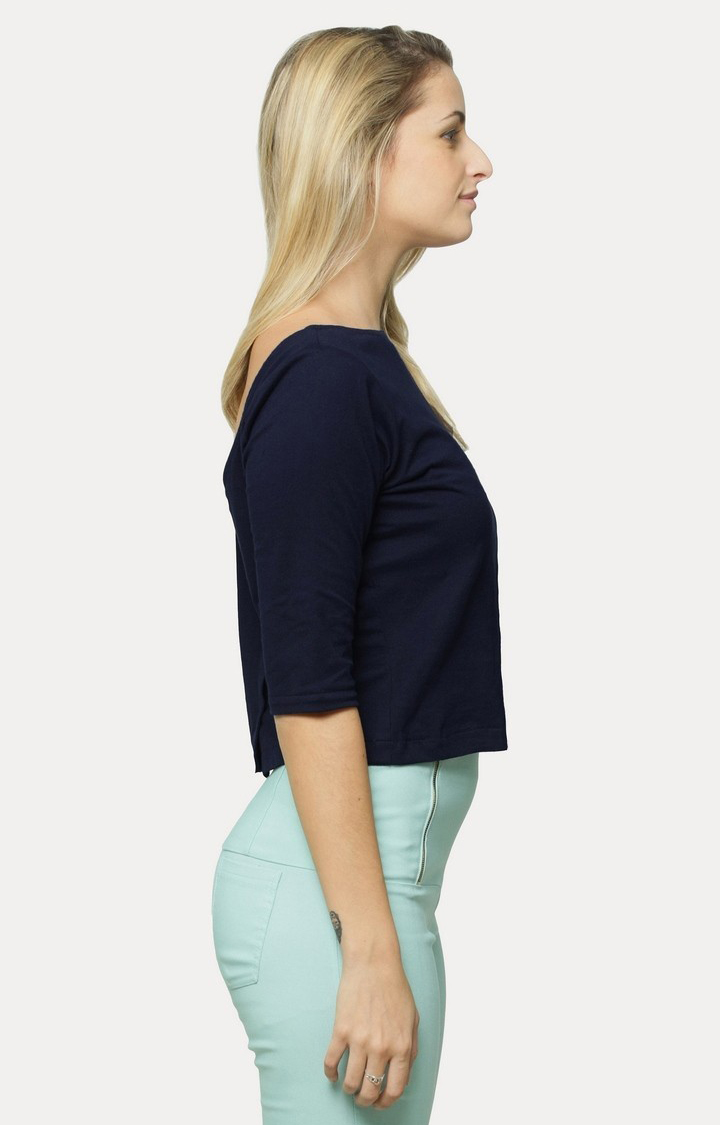Women's Blue Viscose SolidCasualwear Tops